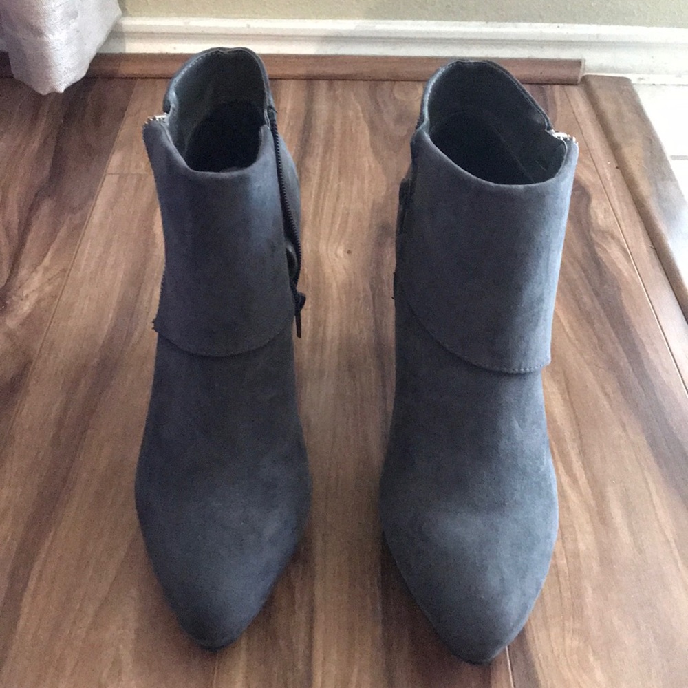 Gray bootie heels